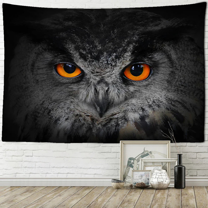 Afralia™ Owl Totem Tapestry Wall Hanging for Witchcraft & Psychedelic Bedroom Decor