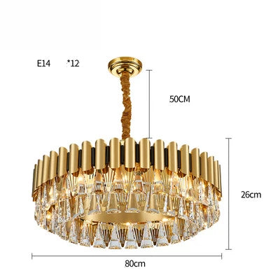 Afralia™ Golden Stainless Steel Crystal Chandelier | LED Round Oval Lustre Fixture