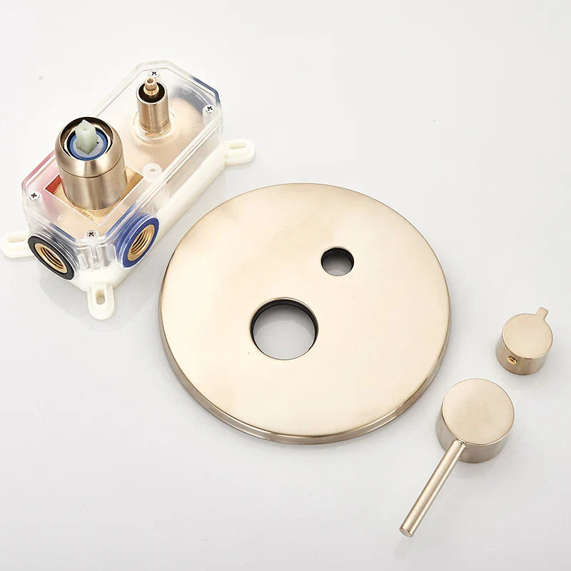 Afralia™ Brushed Gold Concealed Shower Mixer Control Valve Round/Square Box Faucet