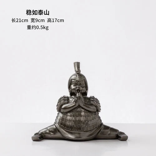 Afralia™ Retro Terracotta Fat Soldier Sculpture Abstract Figure Statue for Home Decor