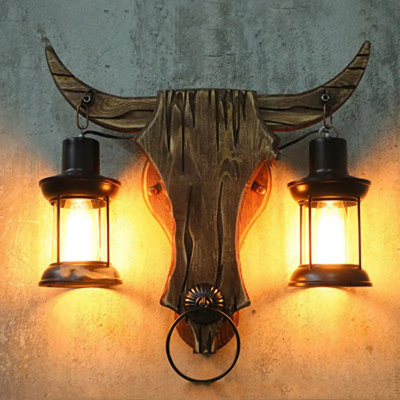 Afralia™ Retro Iron Wood Glass Wall Sconce: Industrial Light Design for Home, Restaurant, Bar