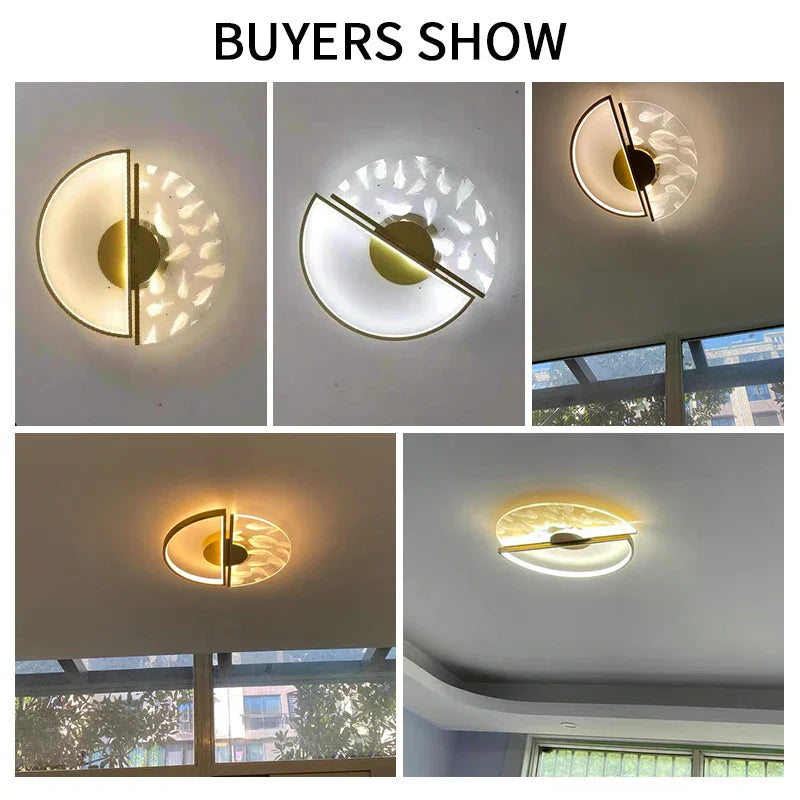 Afralia™ Luxury LED Feather Ceiling Lamp for Bedroom & Living Room Lighting