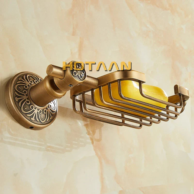 Afralia™ Antique Brass Bathroom Soap Basket Wall Mounted Soap Dish Holder