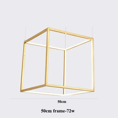 Afralia™ Luxury Golden Square LED Chandelier | Modern Art Design for Living Room Lobby