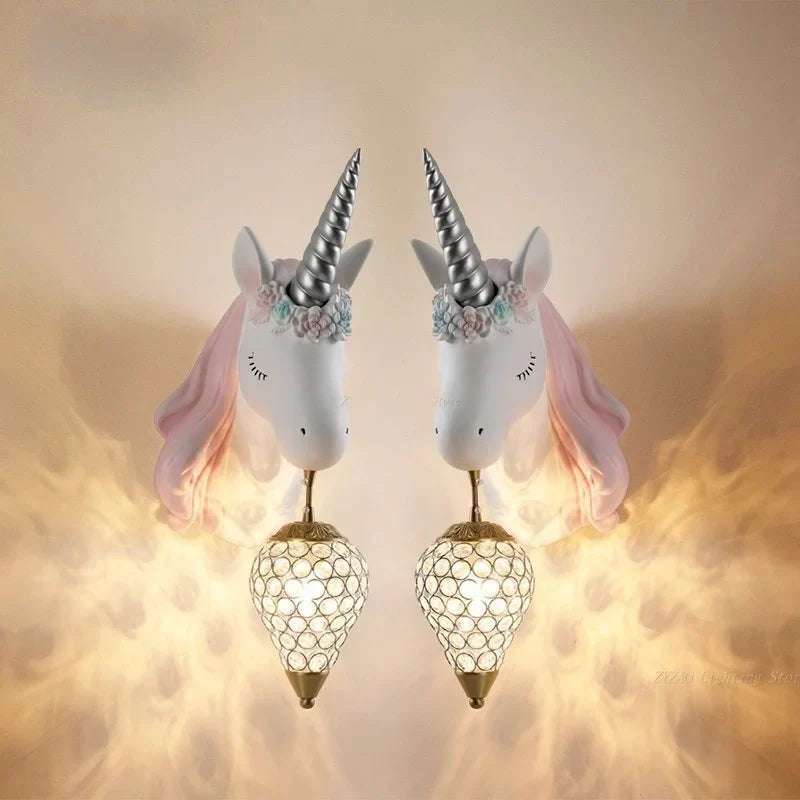 Afralia™ Unicorn Wall Lamp for Children's Room Decor