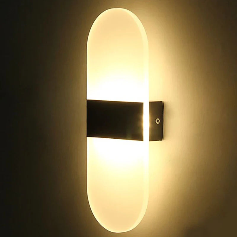 Afralia™ Round Corner Acrylic LED Wall Lamp for Bedding Room & Living Room