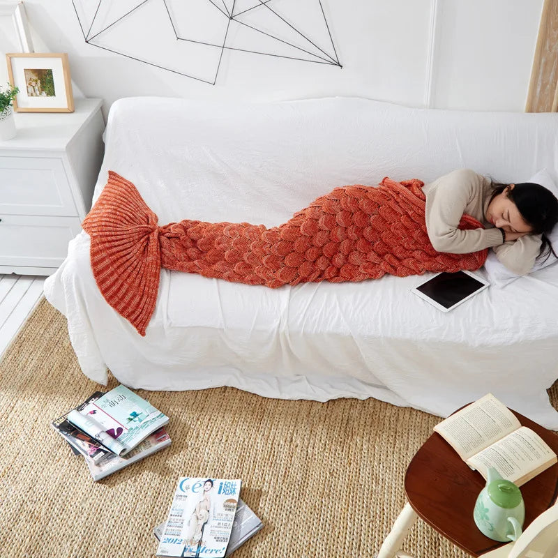 Afralia™ Perlage Mermaid Tail Blanket - Soft Knitted Blanket for Adults & Kids