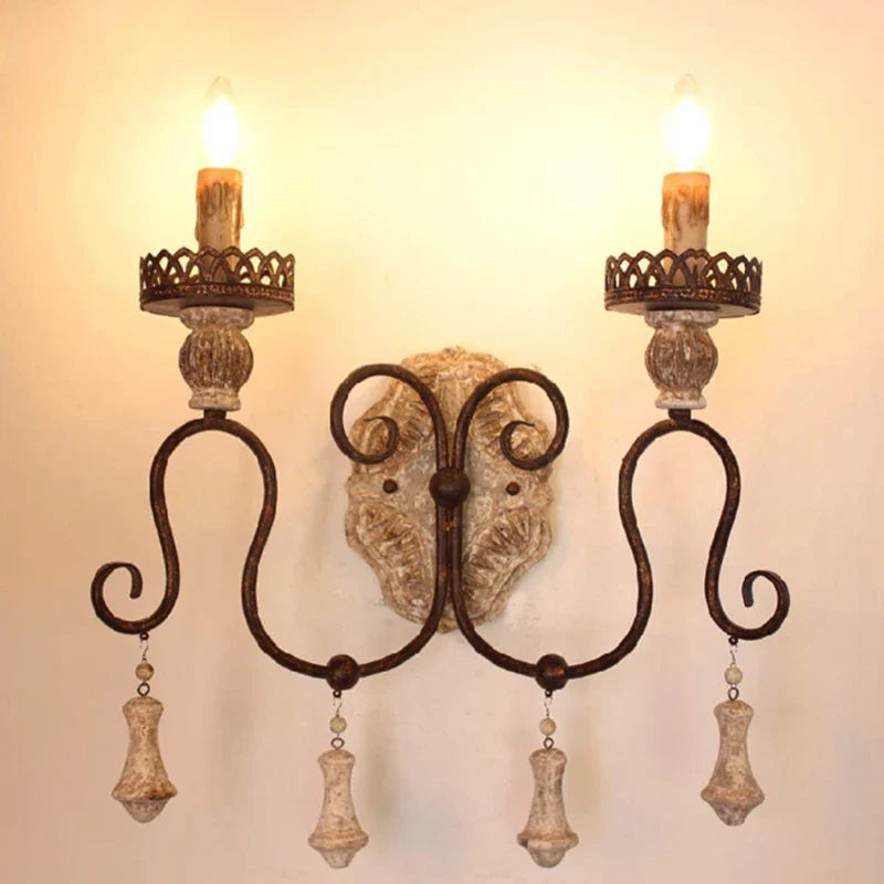 Afralia™ Vintage Iron Wooden Wall Sconce Rustic Metal Wall Lamp Retro Light Fixtures