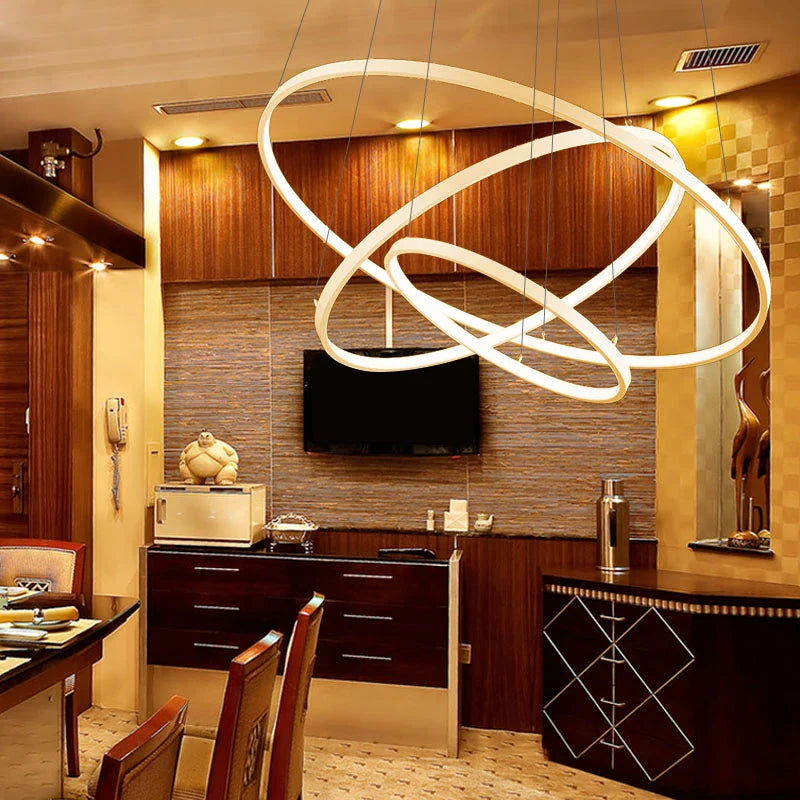 Afralia™ Modern Round LED Ceiling Chandelier for Kitchen Dining Pendant Lighting