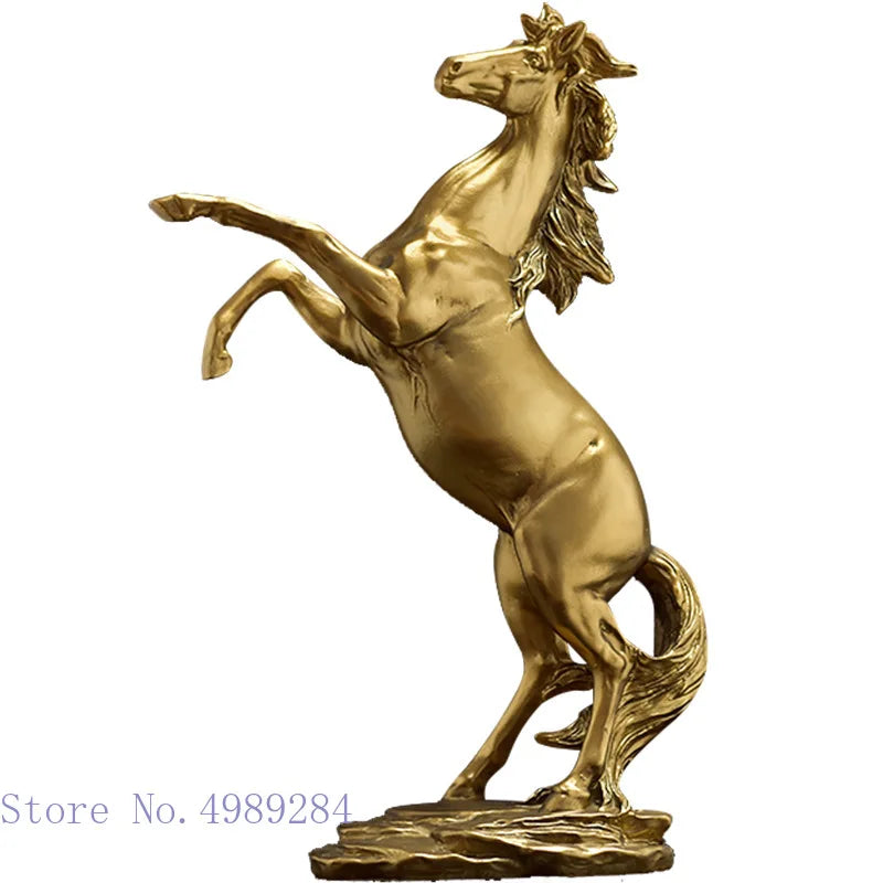 Afralia™ Golden Horse Animal Sculpture for Home Decor and Office Desk crafted Figurine