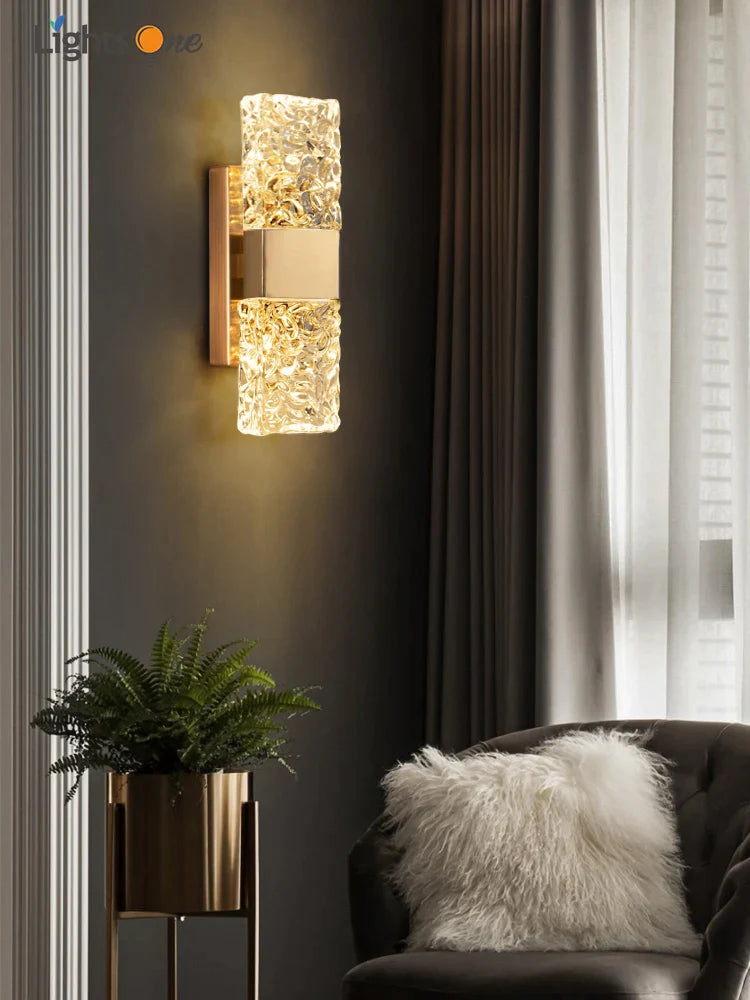 Afralia™ Crystal Wall Lamp for Modern Light Luxury Living Room and Bedside Wall Décor.