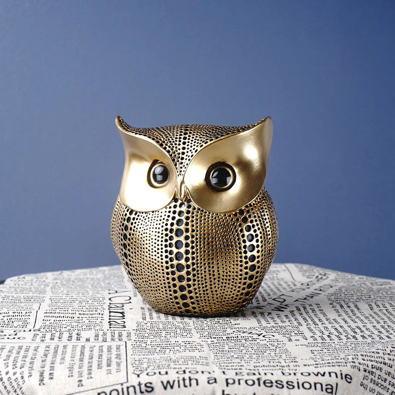 Afralia™ Golden Owl Figurines: Resin Animal Statues for Home Decor & Gifts