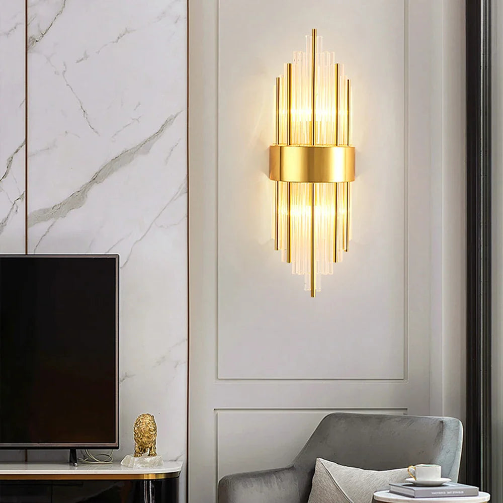 Afralia™ Gold Black LED Wall Sconce Light for Bedroom Corridor