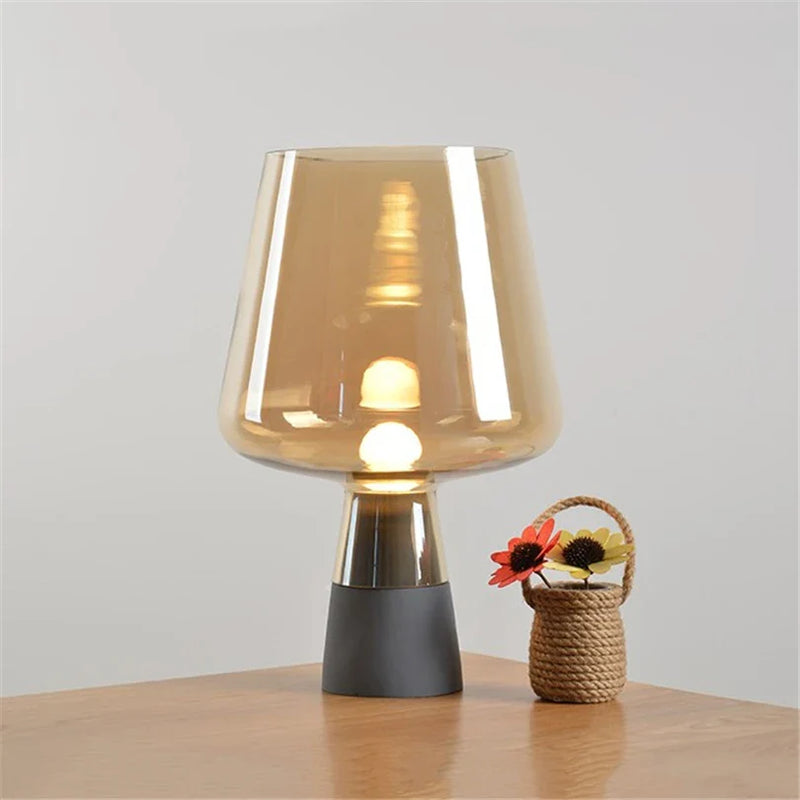 Afralia™ Glass Cement Base LED Table Lamp for Living Room Bedroom Desk Light