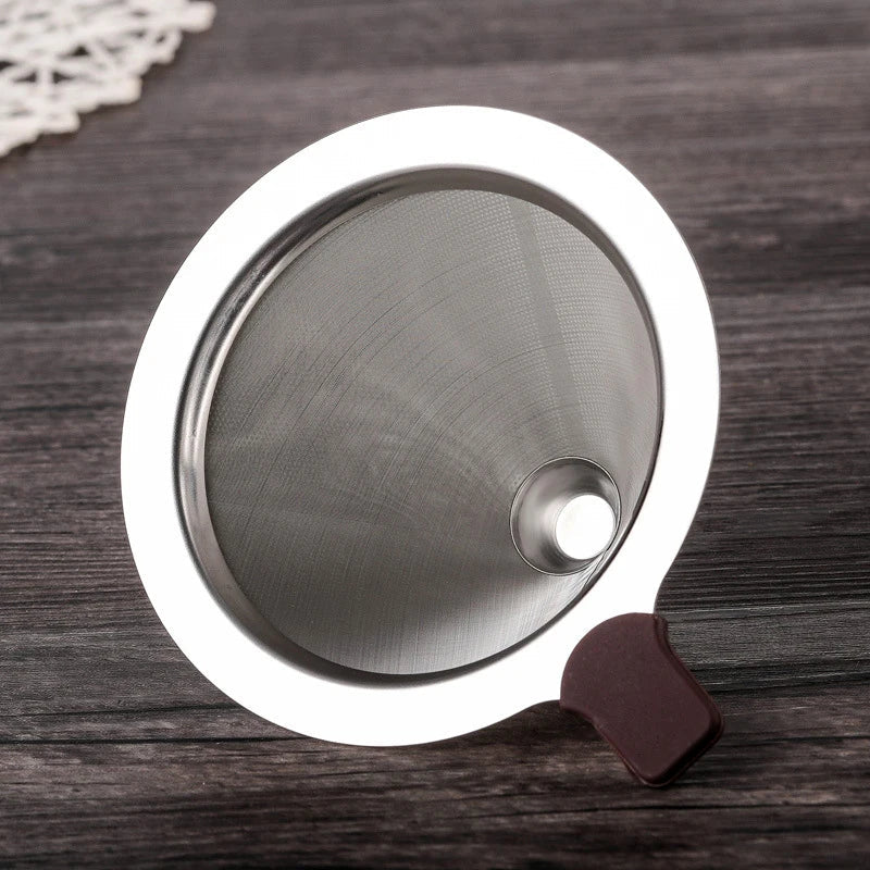 Afralia™ Double Layer Stainless Steel Coffee Filter Funnel Dripper for Durable Brewing
