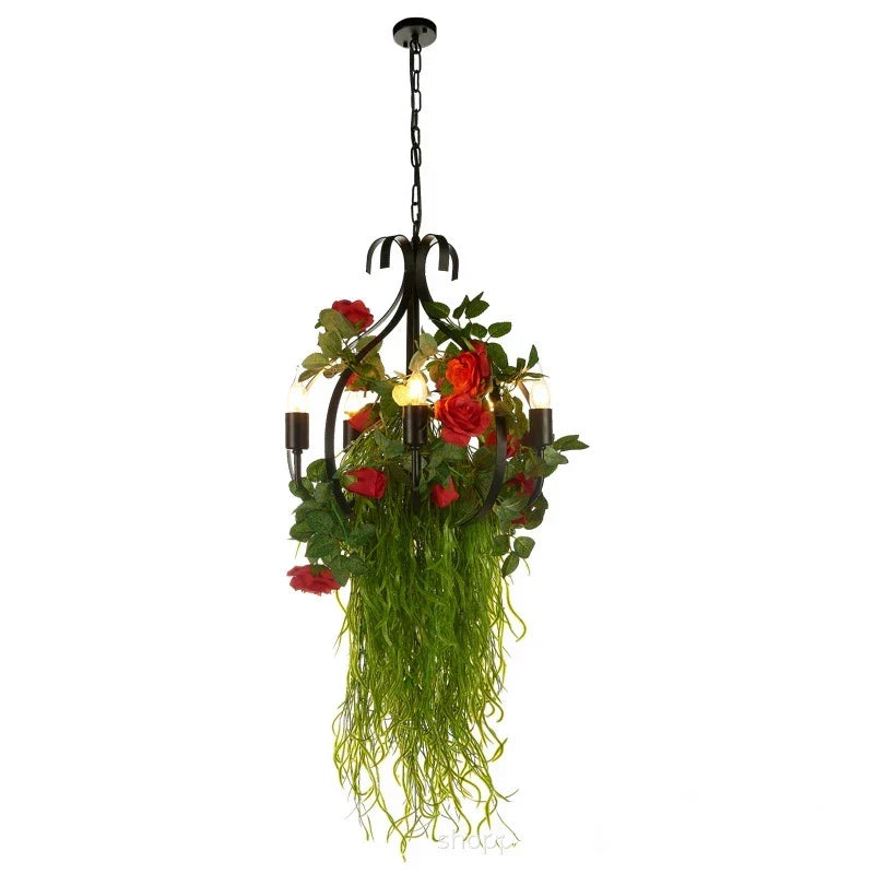 Afralia™ Rose Chandelier: Elegant Lighting Fixture for Tea Shop, Restaurant, Bar