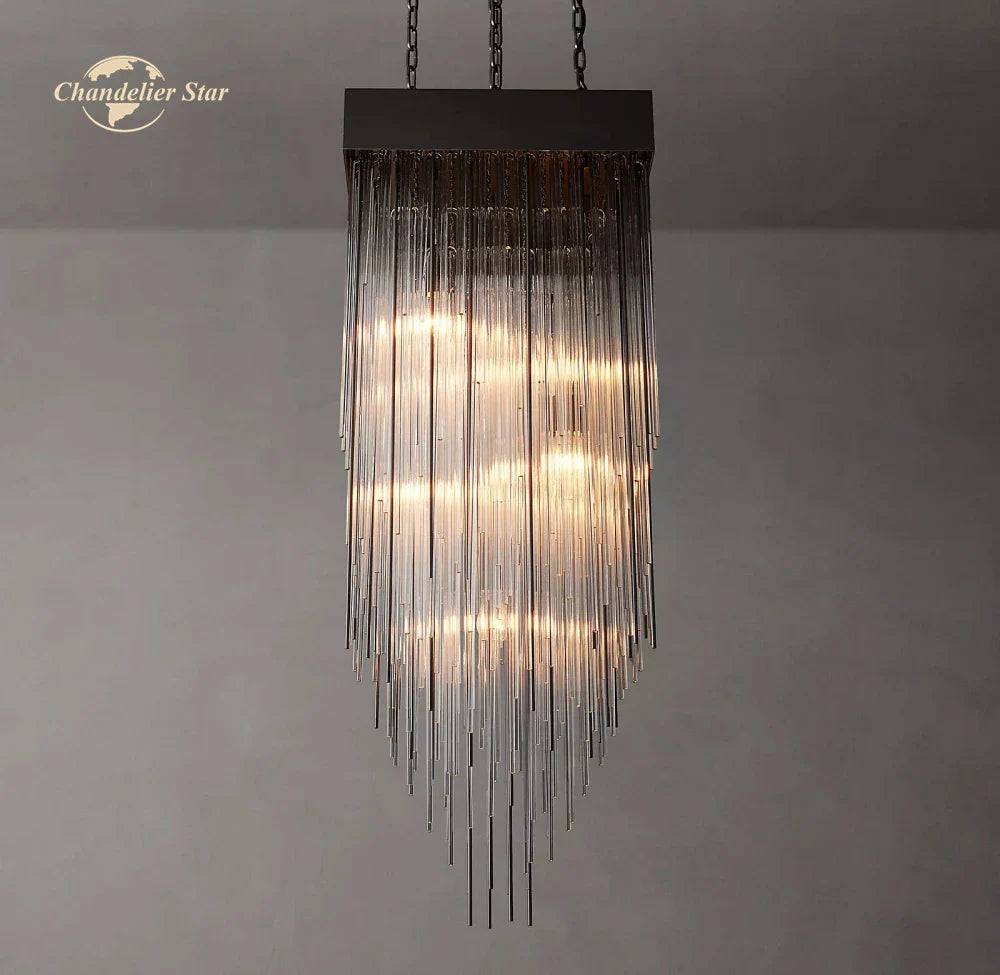 Afralia™ Cascada LED Glass Chandelier: Stylish Square Pendant Light for Home Decor