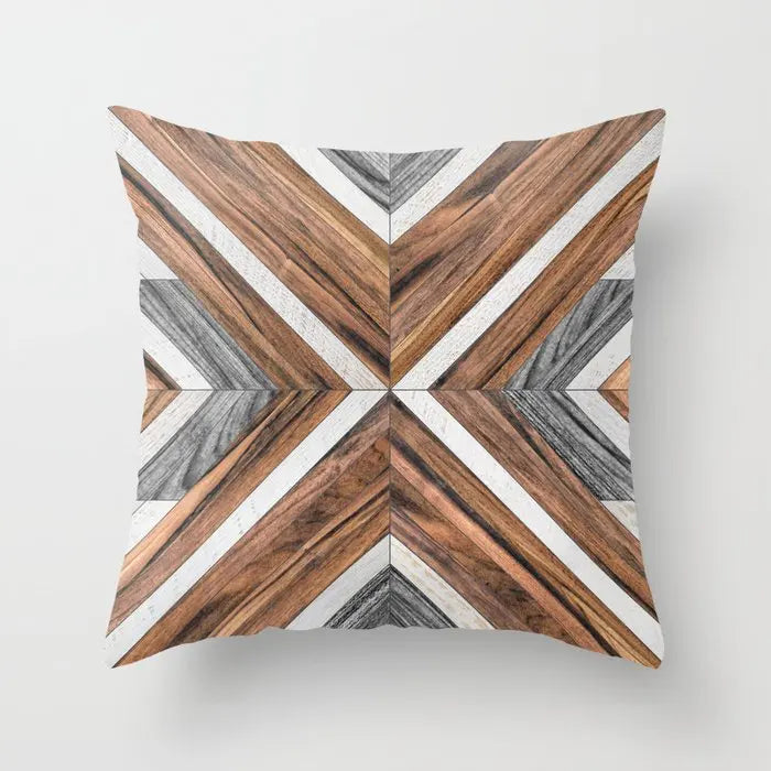 Afralia™ Wood Grain Ethnic Style Pillowcase for Living Room Sofa Decoration