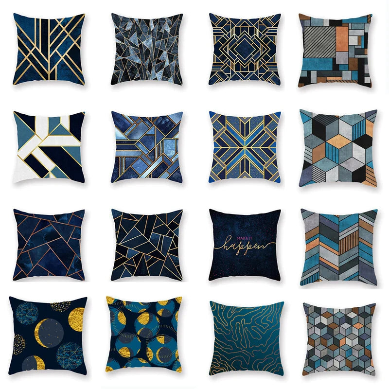 Afralia™ Vintage Blue Printed Cushion Cover for Sofa Throw Pillow, Car, Chair Home Decor