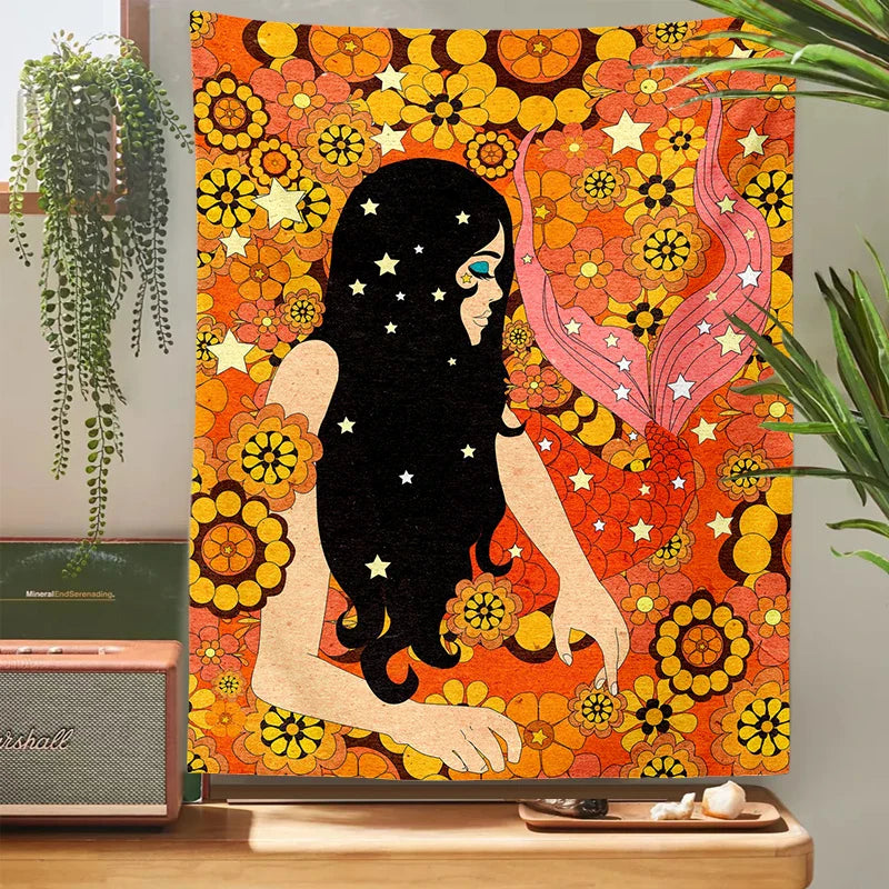 Afralia™ Retro Colorful Tapestry Wall Hanging for Girls Dorm Decor