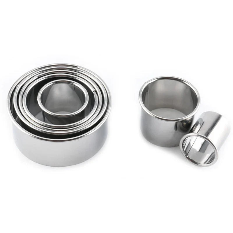 Afralia™ Stainless Steel Round Cookie Cutter Set for DIY Cake Decorating