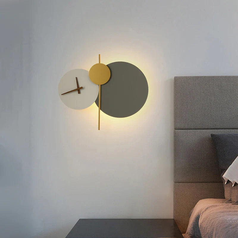 Afralia™ Nordic Round Clock Wall Light: Designer Led Sconce for Living Room Indoor Decor