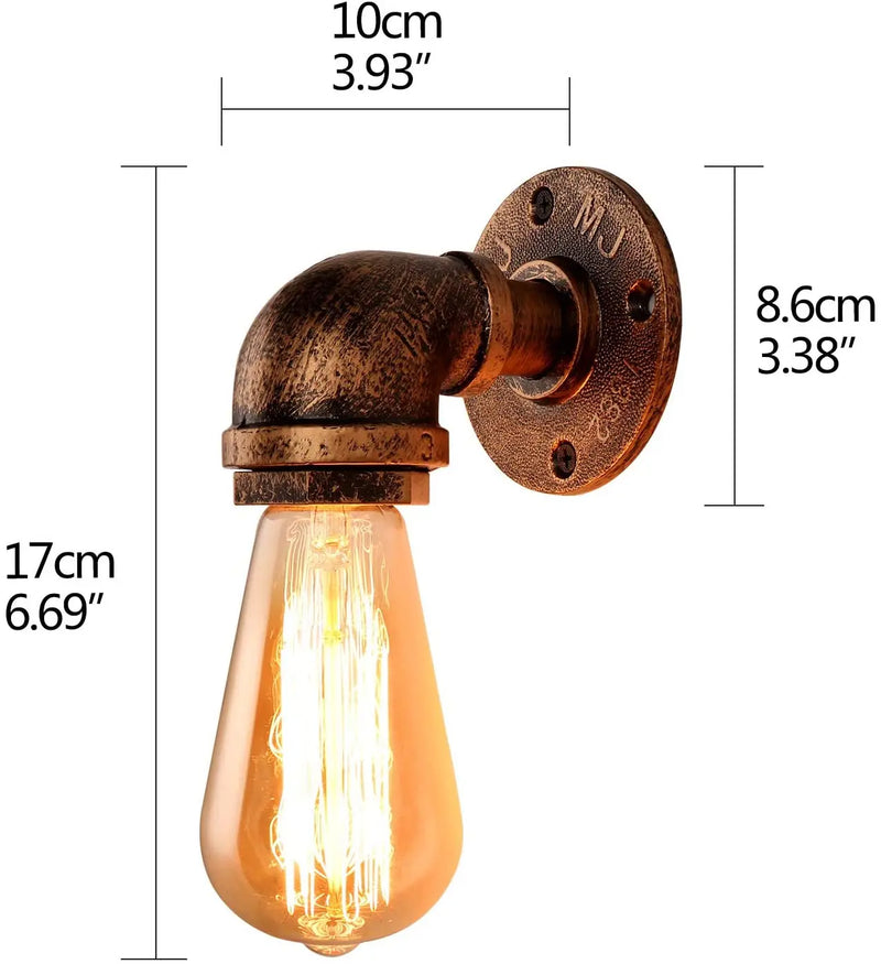 Afralia™ Bronze Industrial Water Pipe Wall Lamp