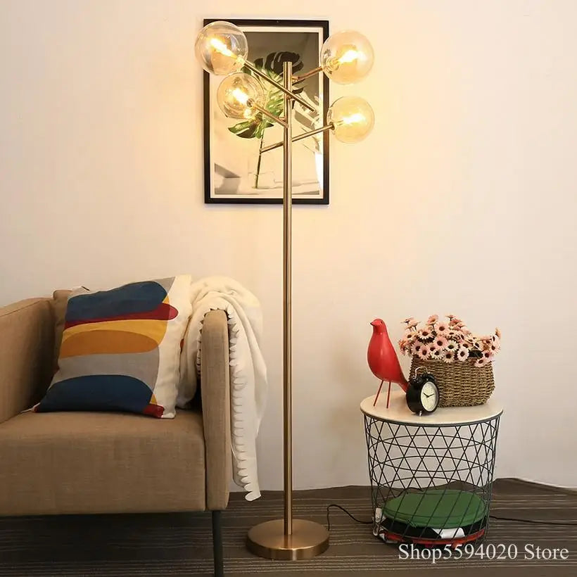 Afralia™ Glass Bubble Ball LED Floor Lamp Post-modern Nordic Magic Bean Design