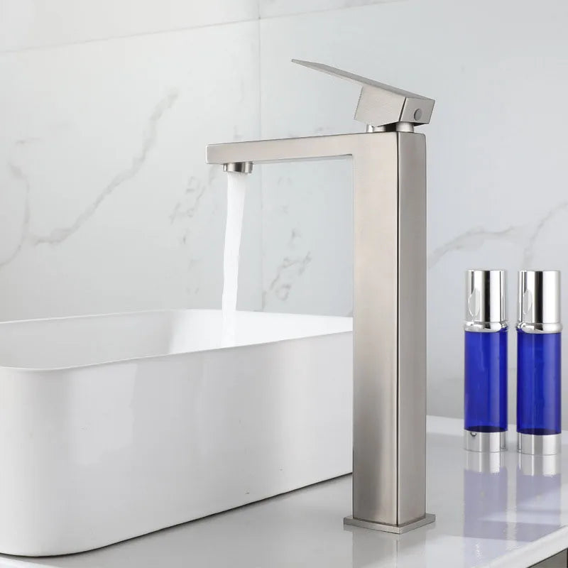 Afralia™ Stainless Steel Basin Faucet in Gold, Black, or Silver for Bathroom Sink