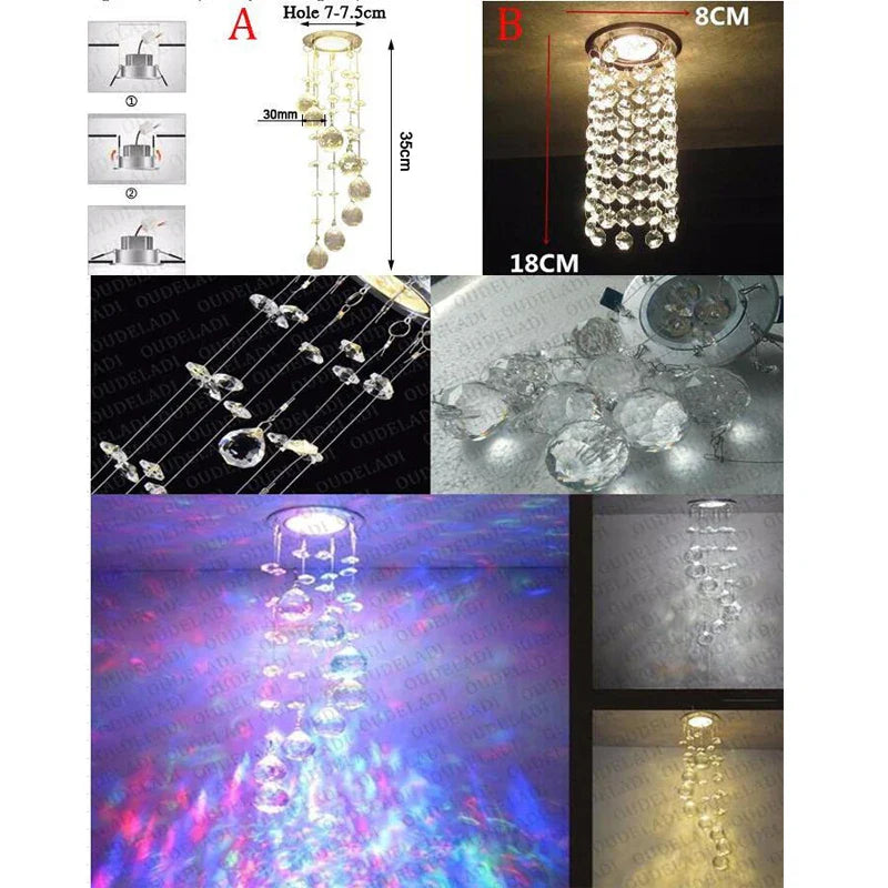 Afralia™ Crystal LED Downlight for Home Decor, Living Room, Dining, Corridor - Mini Ceiling Lamp