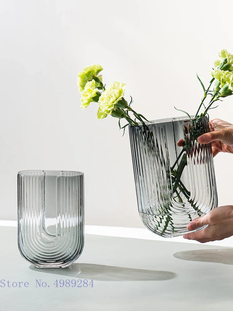 Afralia™ Glass Vase U Type Flower Arrangement Hydroponic Modern Home Wedding Decoration