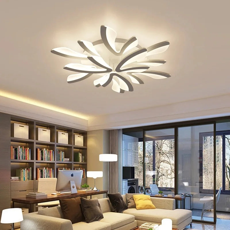 Afralia™ Modern LED Ceiling Chandelier for Home Living Room Bedroom Dining, Remote Control Lighting Fixtures