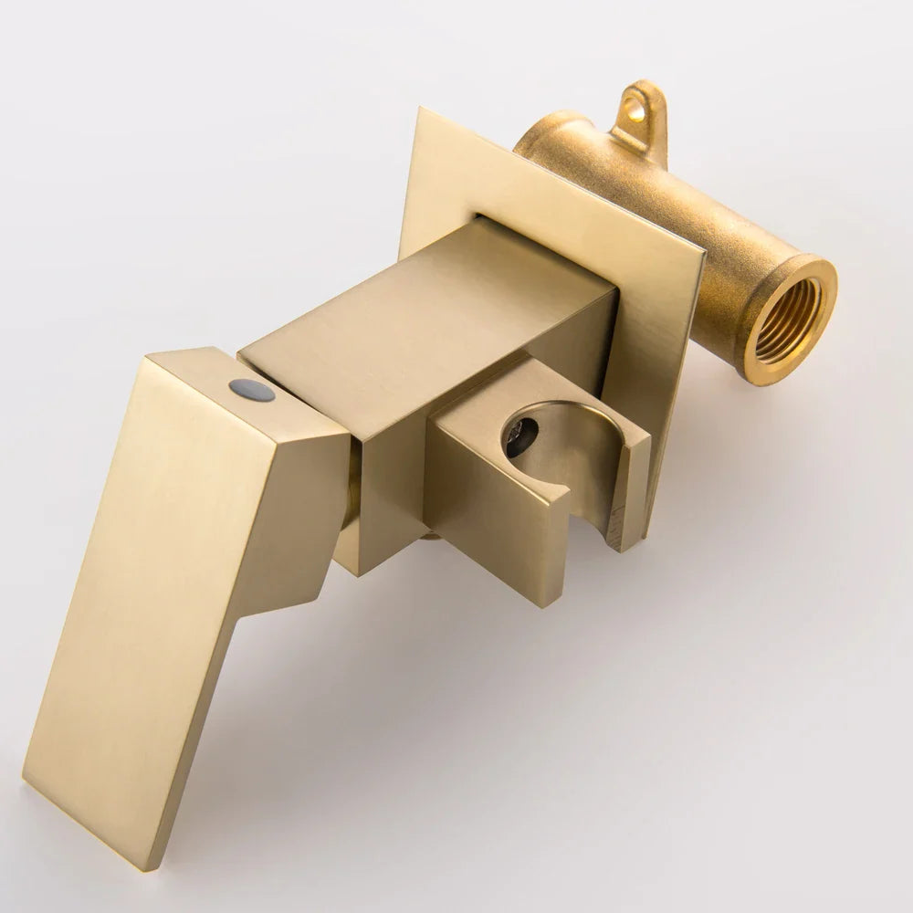 Afralia™ Hand Bidet Sprayer Kit Brushed Gold Shattaf Shower Head Copper Valve