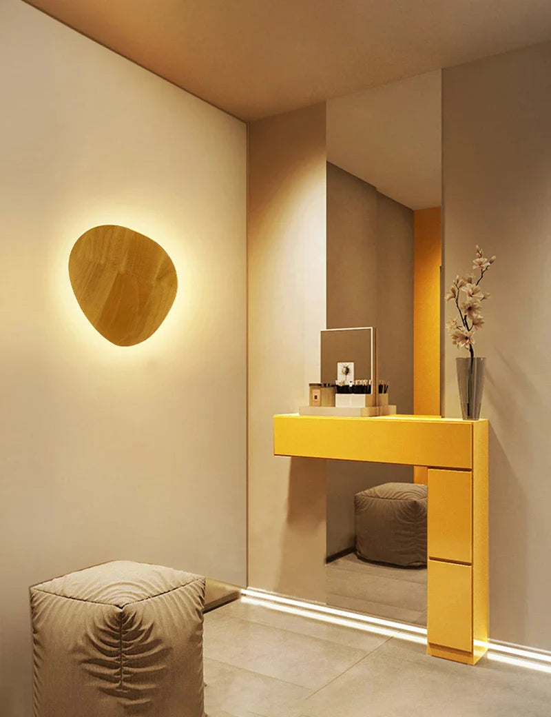 Afralia™ Eclipse Wooden Wall Lamp: Modern Nordic Round LED Design for Bedroom and Aisle