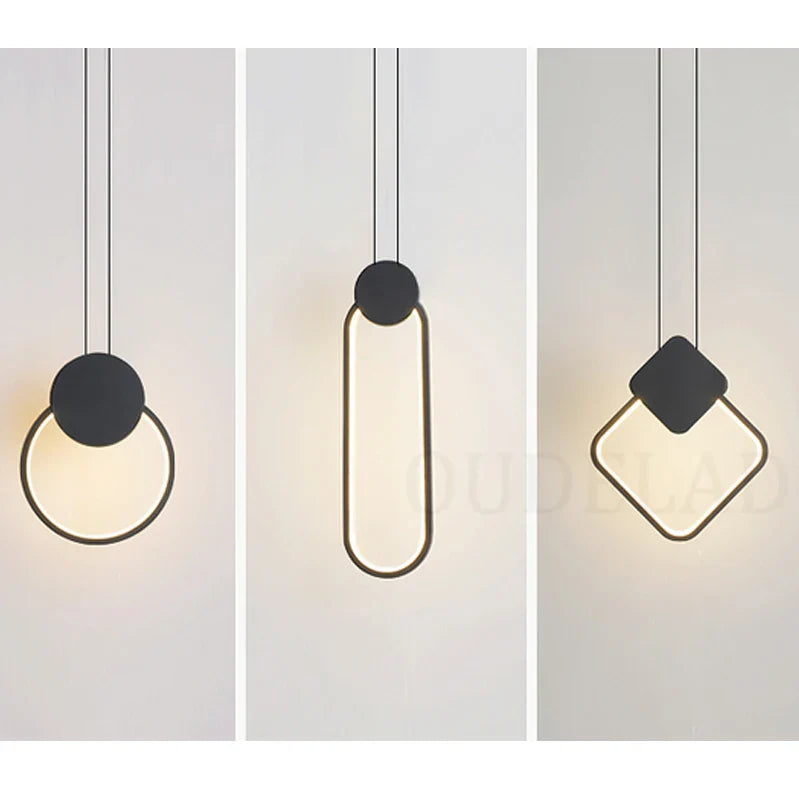 Afralia™ Black Ring Pendant Lamp: Minimalist Nordic Design, Dimmable LED, Long Wire