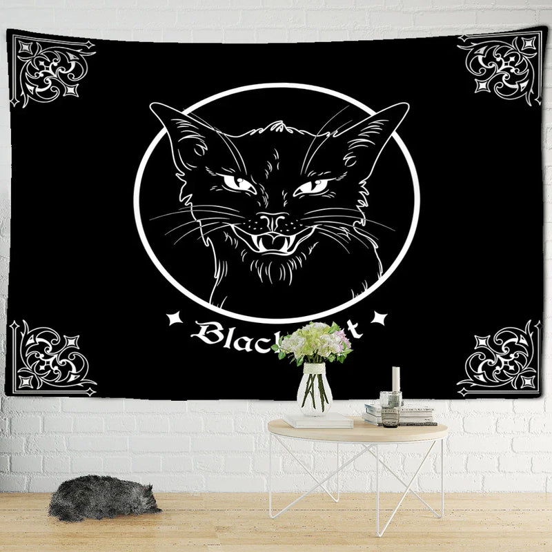 Afralia™ Black Cat Psychedelic Tapestry Wall Hanging for Home Decor