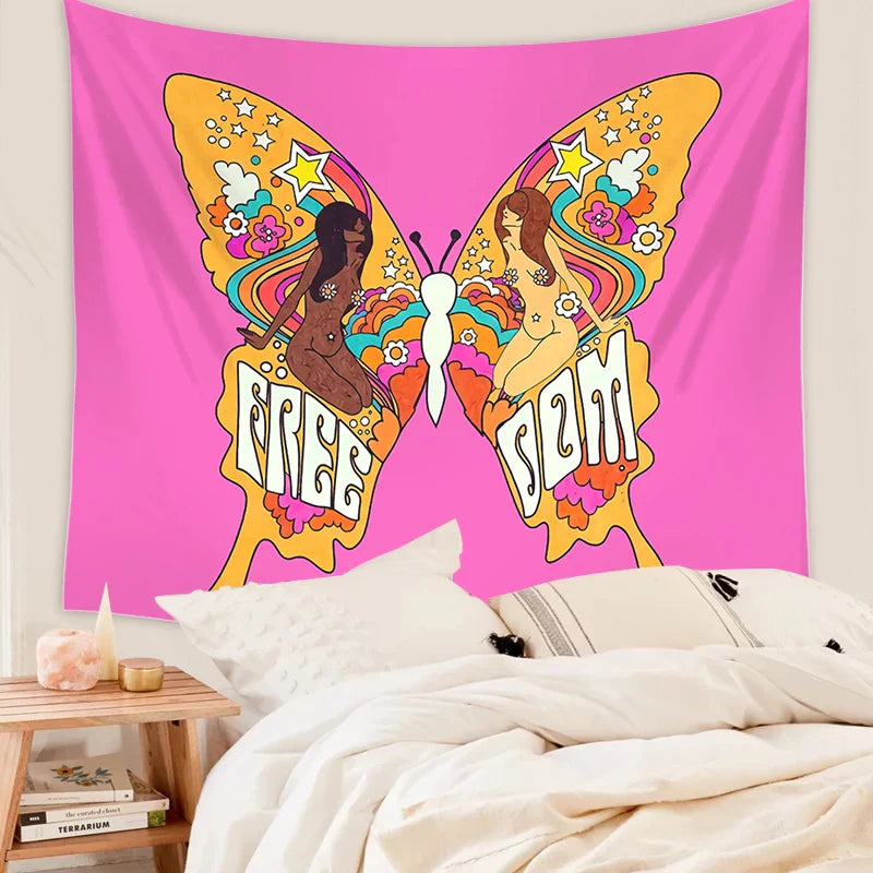 Afralia™ Rainbow Trippy Psychedelic Tapestry Wall Hanging for Girls Dorm Room Decor