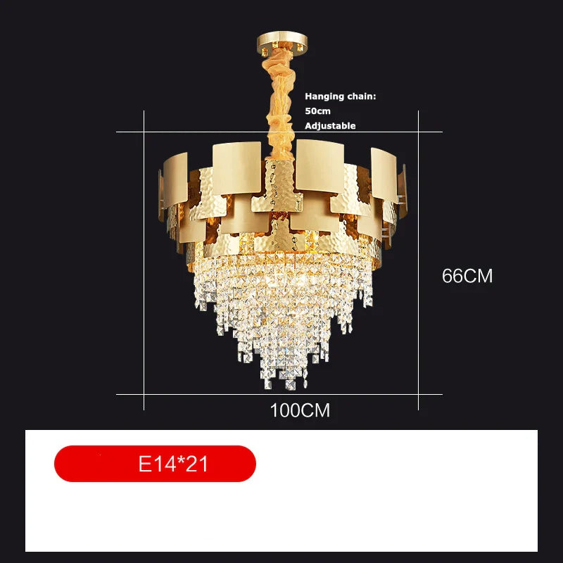 Afralia™ Golden Crystal Stainless Steel Pendant Light for Stylish Foyer