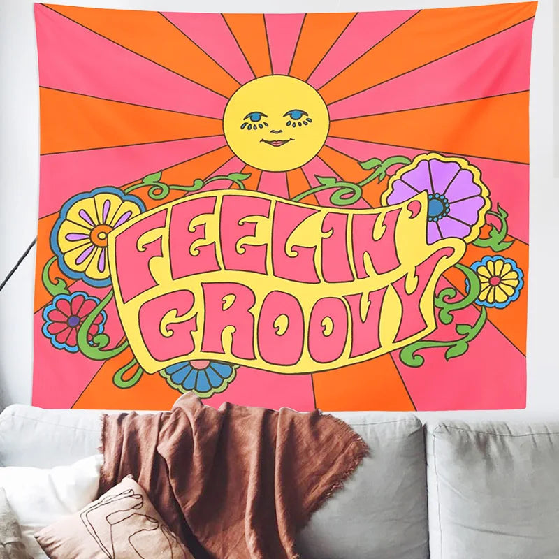 Afralia™ Sunshine Boho Tapestry - Colorful Psychedelic Wall Hanging, Bedroom & Living Room Decor