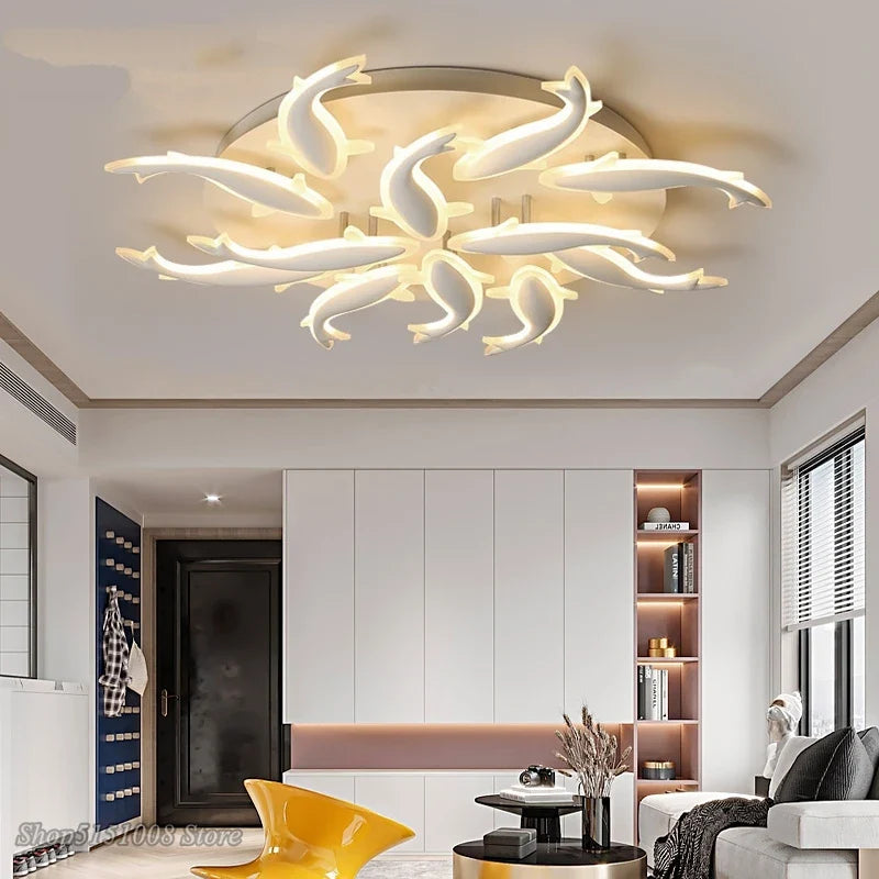 Afralia™ Minimalist Fish LED Ceiling Light for Living Room and Bedroom