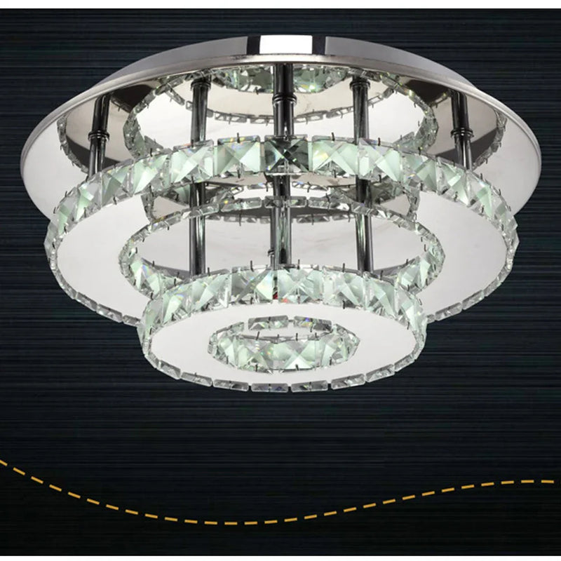 Afralia™ Stainless Steel LED Crystal Chandeliers: Elegant Lighting Fixture for Home Decor