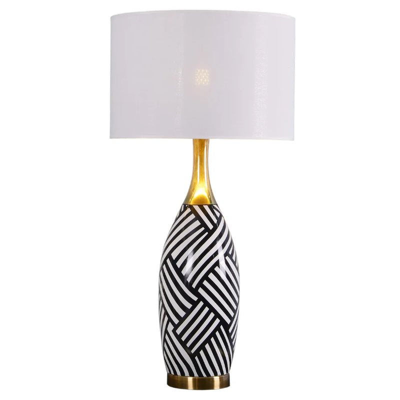 Afralia™ Zebra Stripes Ceramic Table Lamps - Stylish Lighting for Home Decor - E27 Bulb