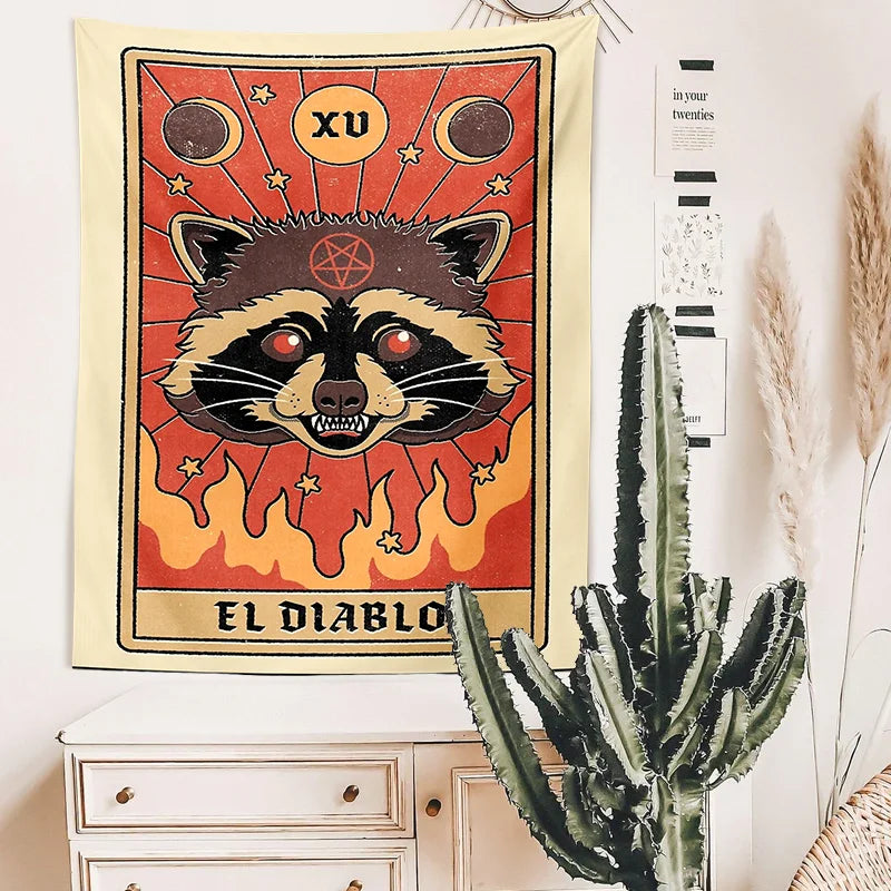 Afralia™ Tarot Cat Witchcraft Tapestry | Occult Home Wall Decor Mystic Coven Art