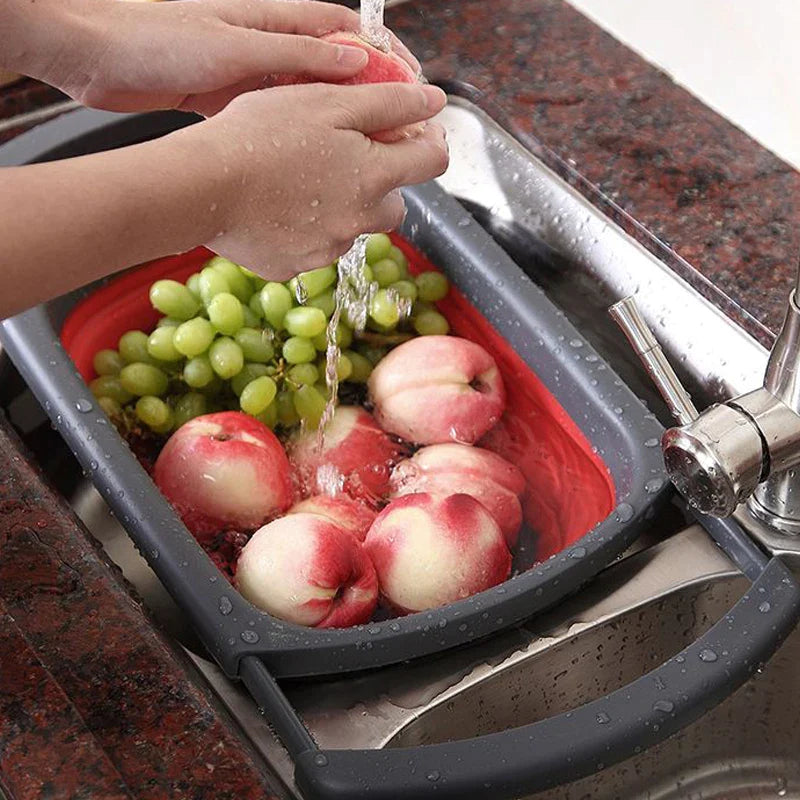 Afralia™ Collapsible Colander: Eco-friendly Folding Kitchen Strainer with Retractable Handles