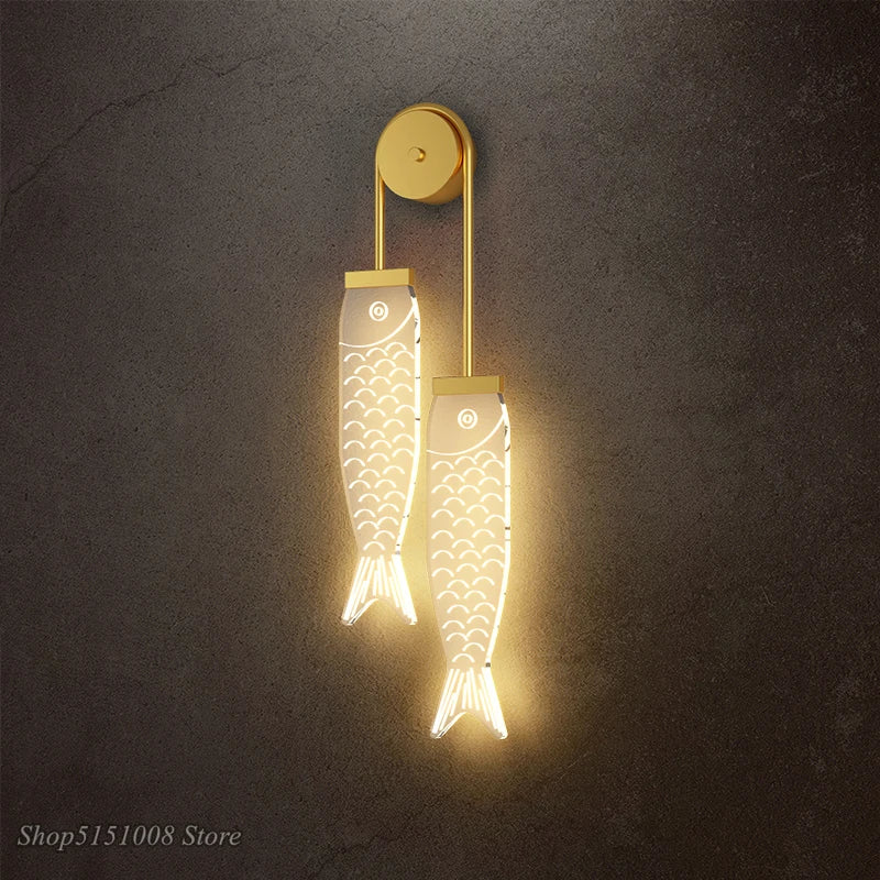 Afralia™ Nordic Ins Acrylic Carp LED Wall Lamps for Children's Bedroom - Kids Sconce