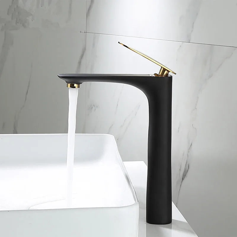 Afralia™ Black & Gold Basin Faucet | Bathroom Sink Tap Hot Cold Mixer Tap