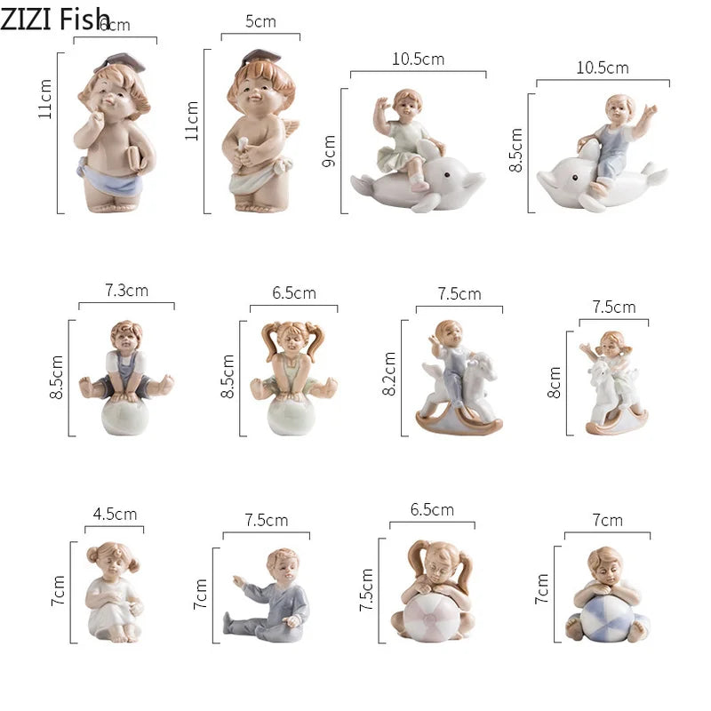 Afralia™ Ceramic Family Figure Sculpture for Living Room Decor - Baby Crafts Figurine