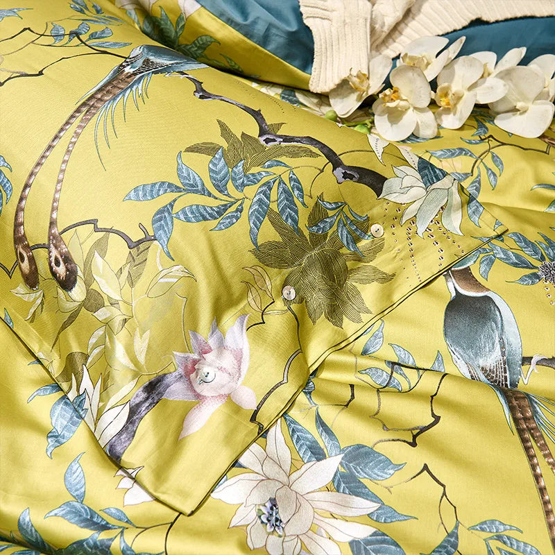 Afralia™ 600TC Egyptian Cotton Bird Plant Flowers Bedding Set with Digital Printing
