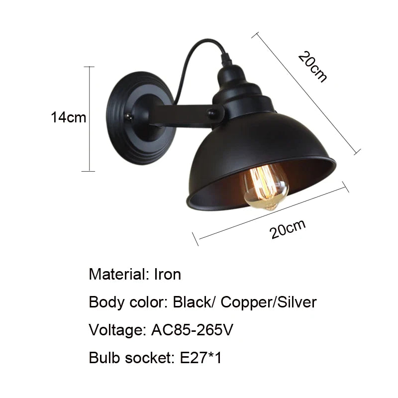 Afralia™ Industrial Black Wall Sconce E27 Wall Lamp for Indoor Lighting