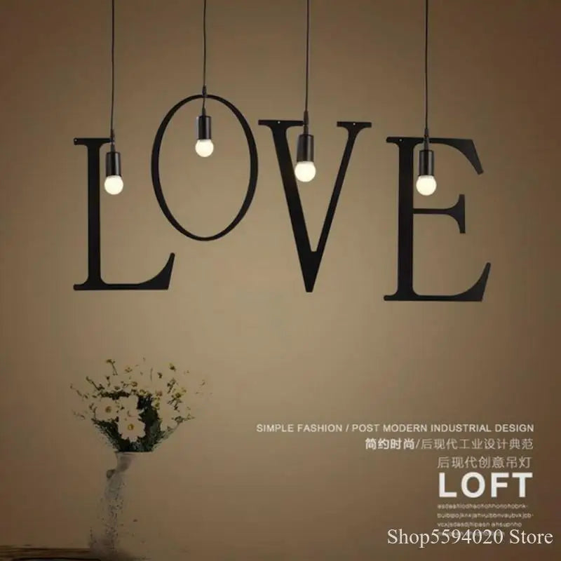 Afralia™ New Letters Chandeliers: Vintage LED E27 Light Fixture for Bedroom Decoration